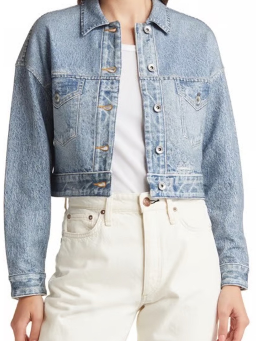 rag & bone Light Blue Washed Denim Trucker Jacket